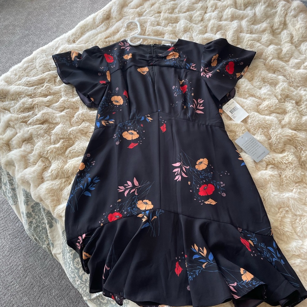 Cooper St dress black with flowers size 8